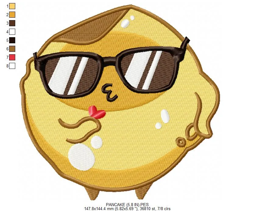 Alternative view of  Cool Pancake Embroidery Design 