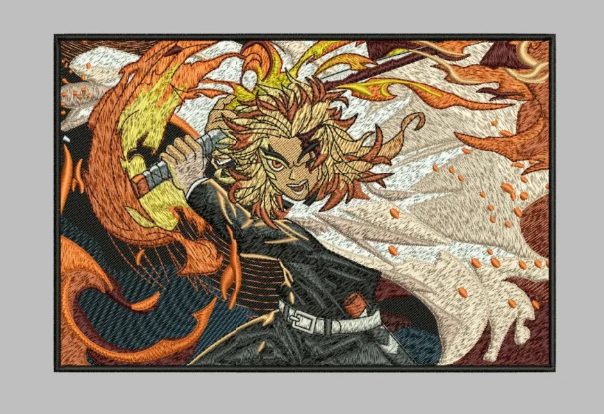 Alternative view of  Embroidered Anime Warrior in Action 