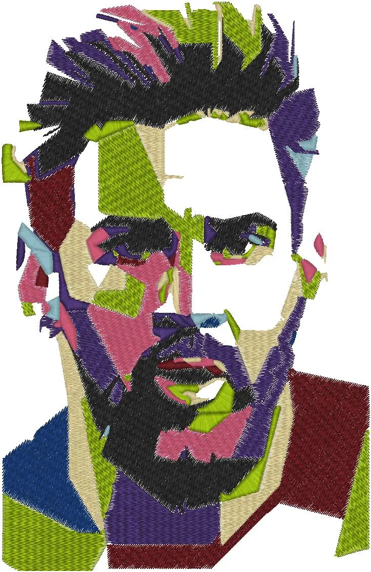 Alternative view of  Colorful Abstract Embroidered Portrait 