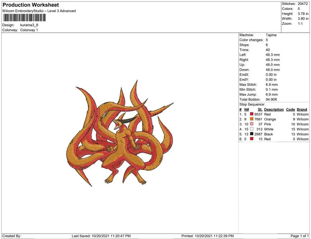 Alternative view of  Embroidered Nine-Tailed Fox Design 