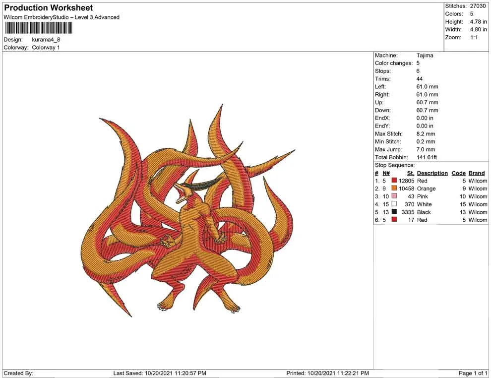 Alternative view of  Embroidered Nine-Tailed Fox Design 