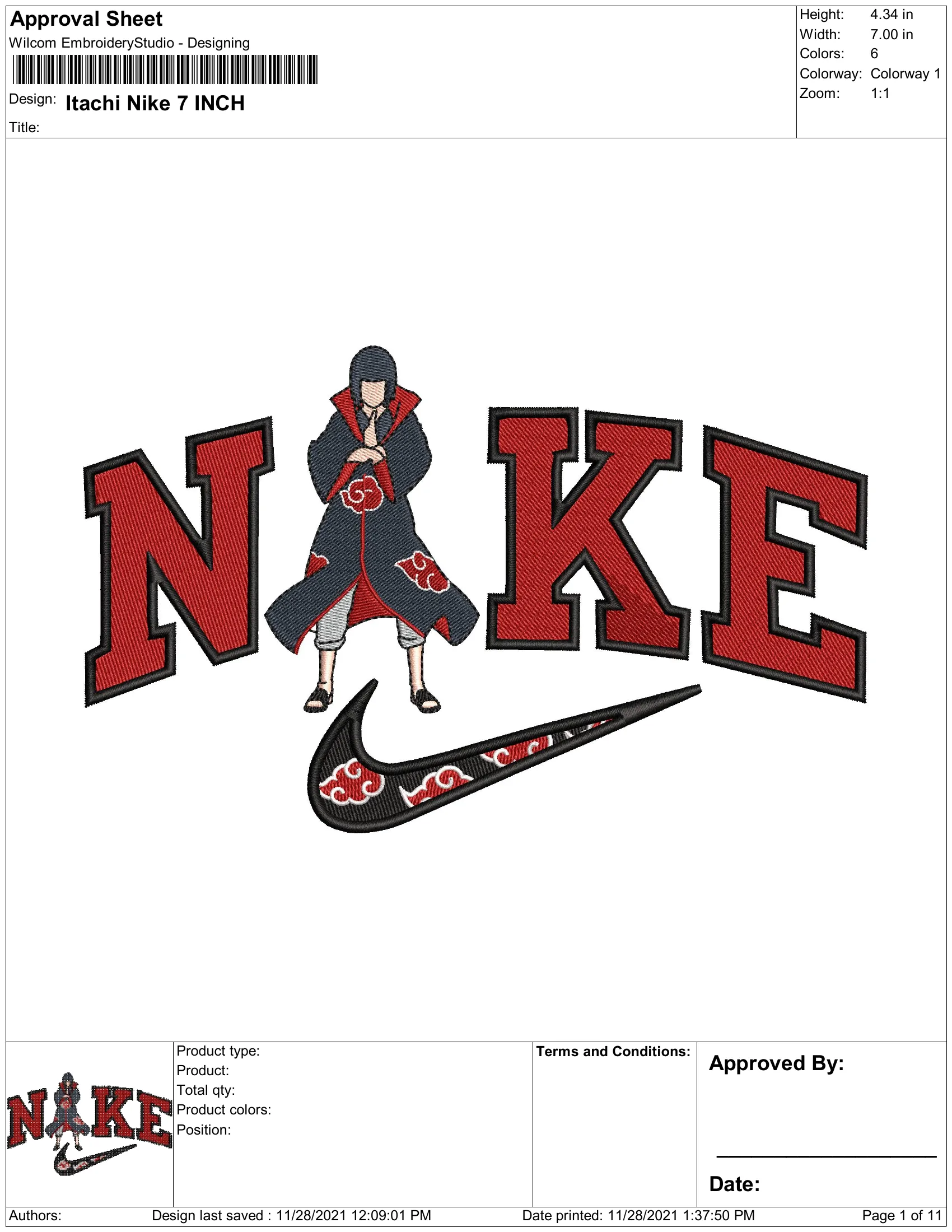 Alternative view of  Itachi Nike Mashup Embroidery Design 