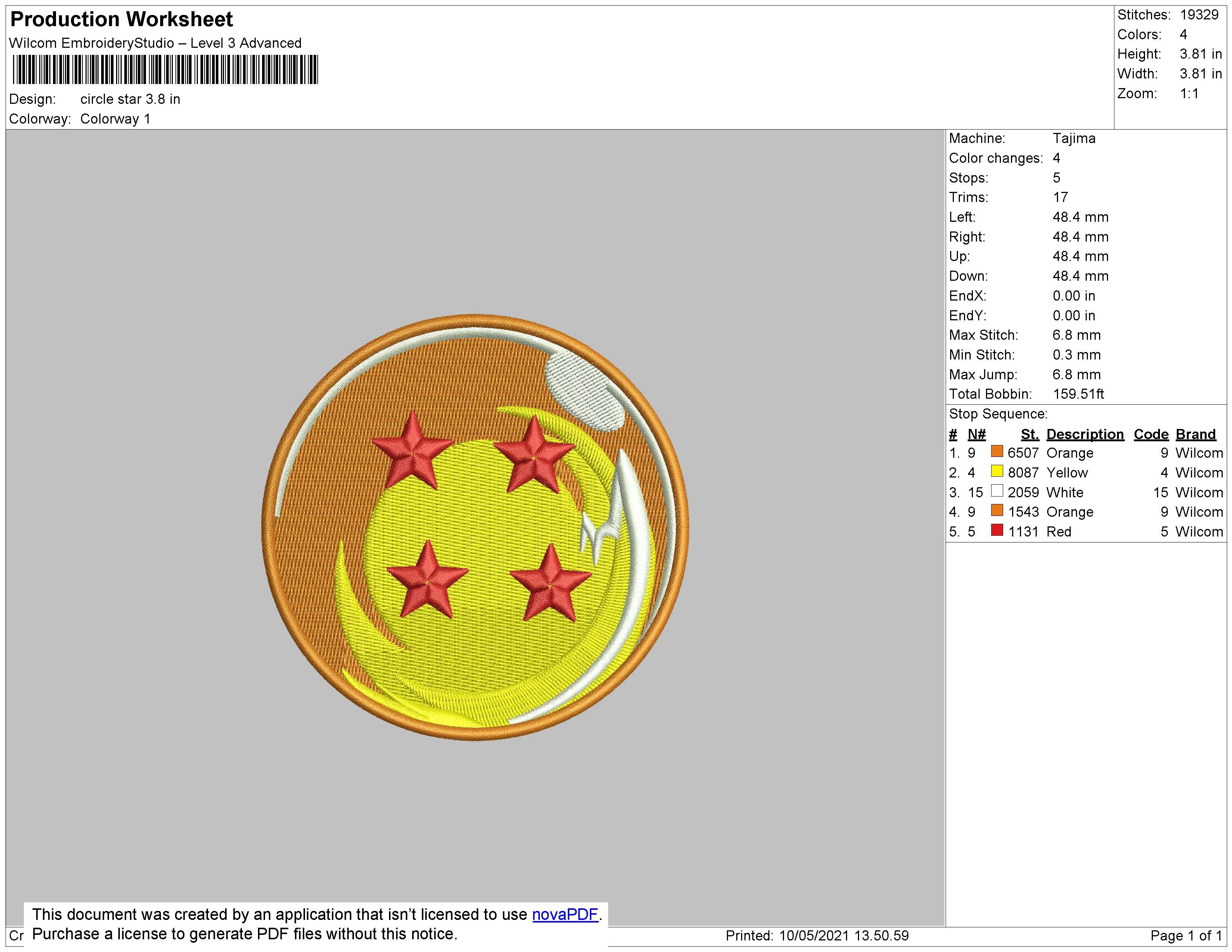 Alternative view of  Dragon Ball 4-Star Embroidered Badge 