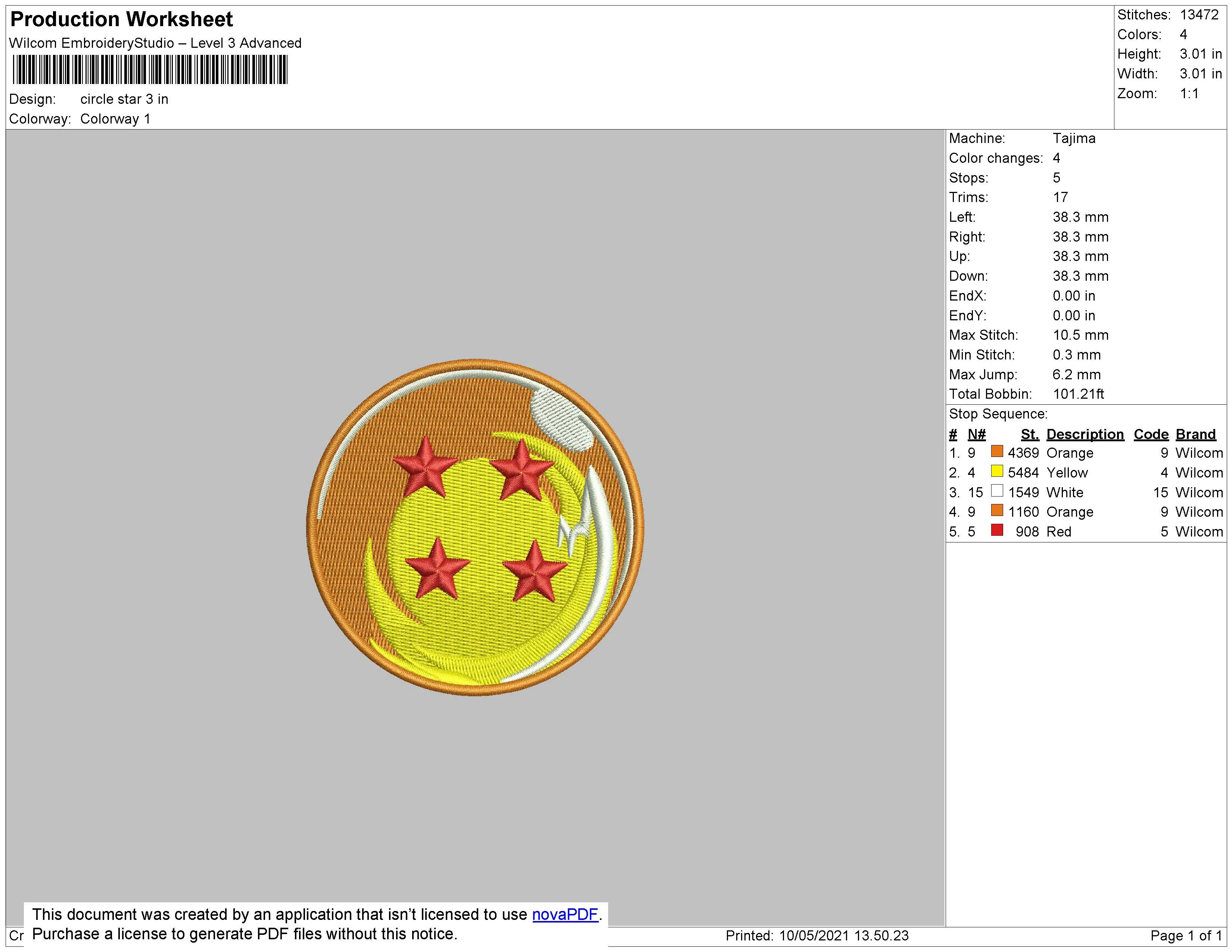 Alternative view of  Dragon Ball 4-Star Embroidered Badge 