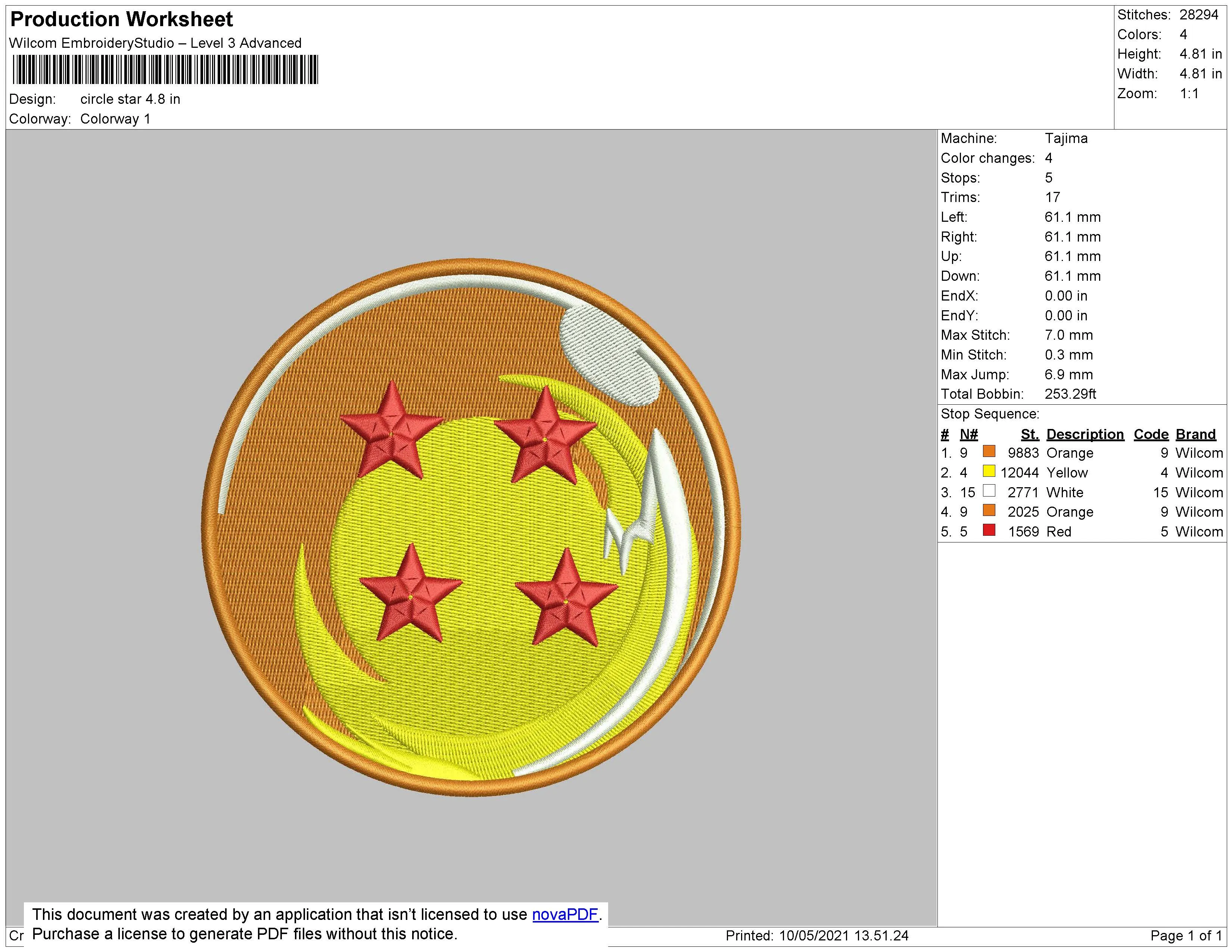 Alternative view of  Dragon Ball 4-Star Embroidered Badge 