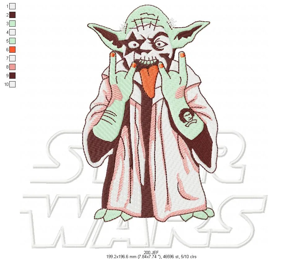Alternative view of  Yoda Skull Embroidered Design 