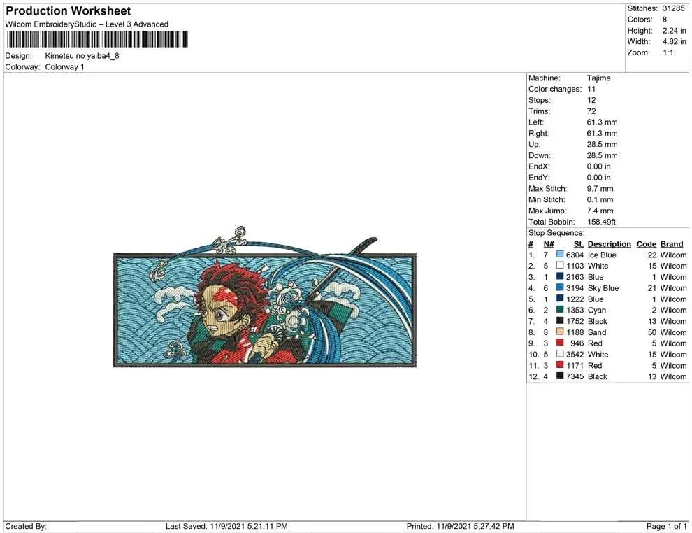 Alternative view of  Embroidered Anime Character with Sword 