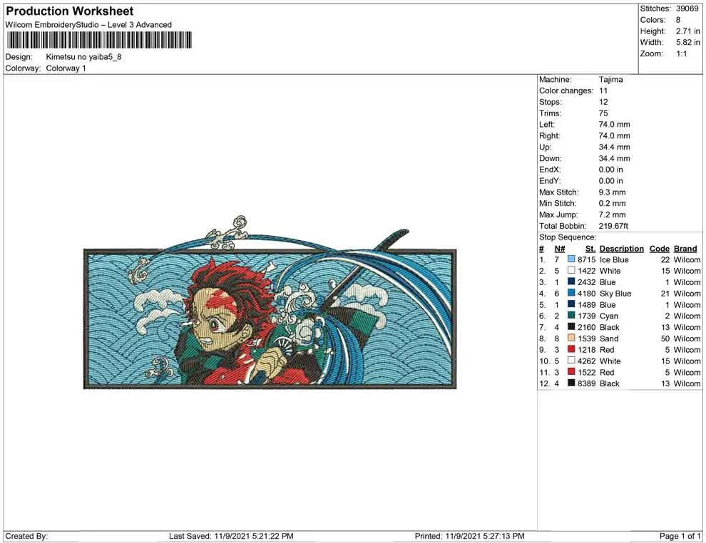 Alternative view of  Embroidered Anime Character with Sword 