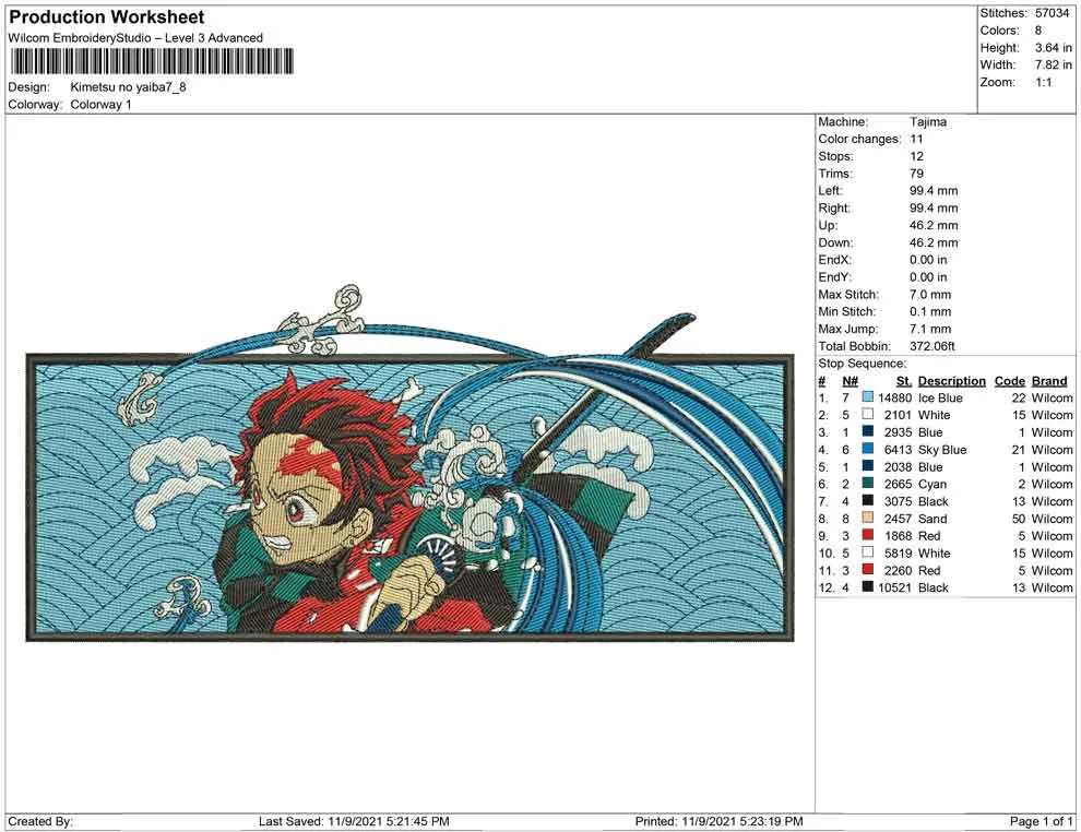 Alternative view of  Embroidered Anime Character with Sword 