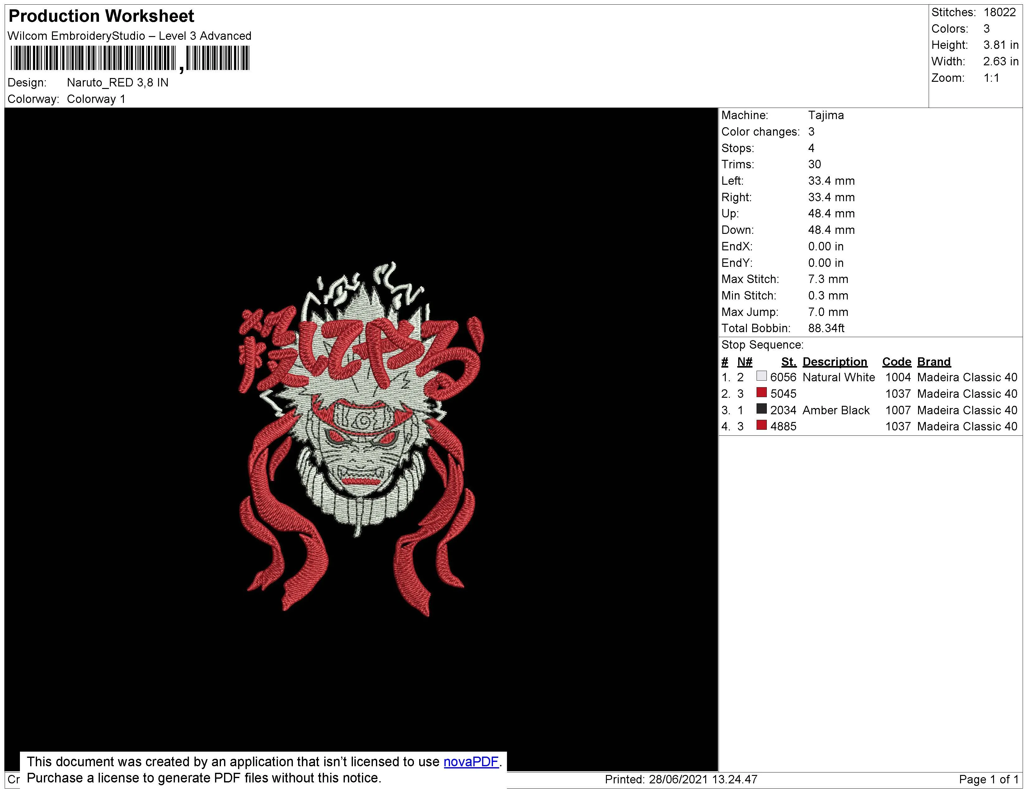 Alternative view of  Naruto Embroidered Mask Design 