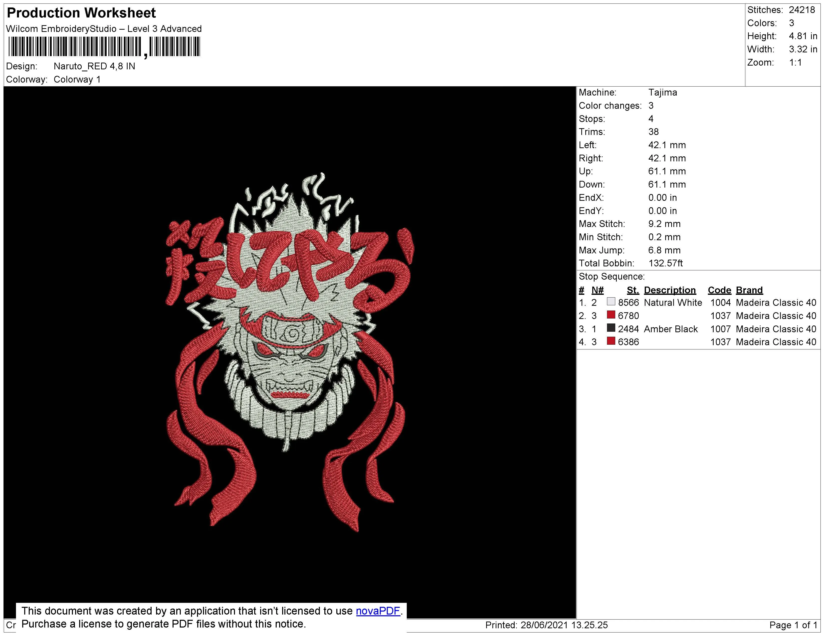 Alternative view of  Naruto Embroidered Mask Design 