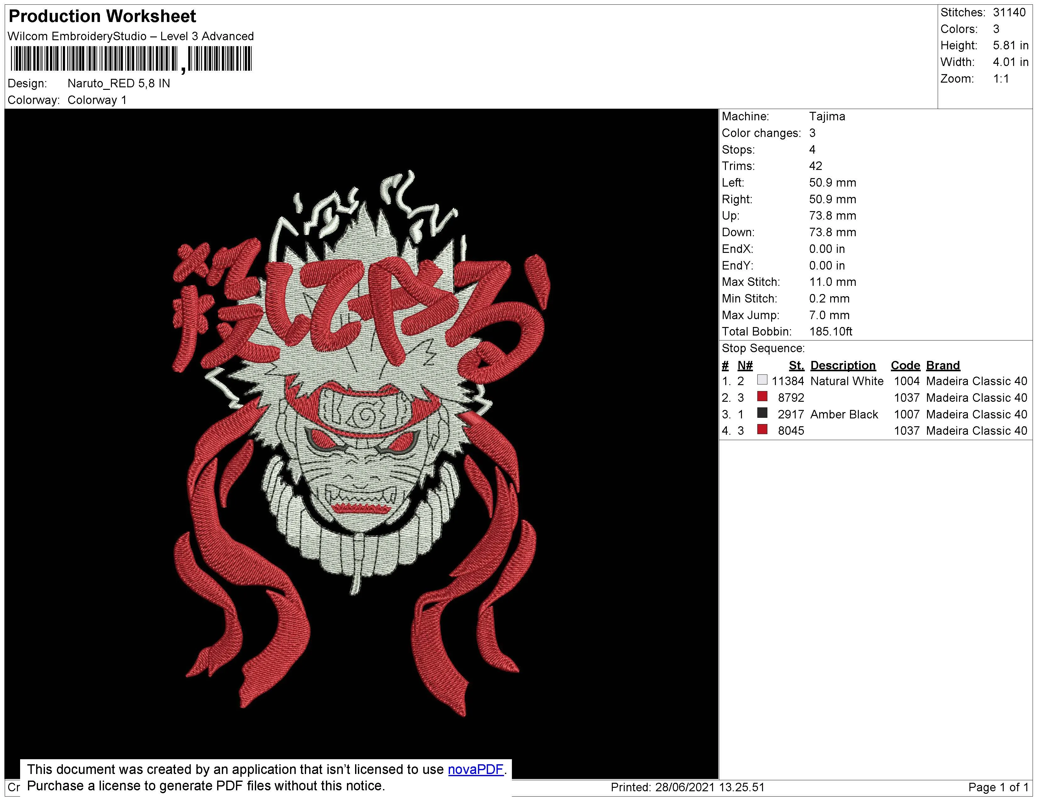 Alternative view of  Naruto Embroidered Mask Design 