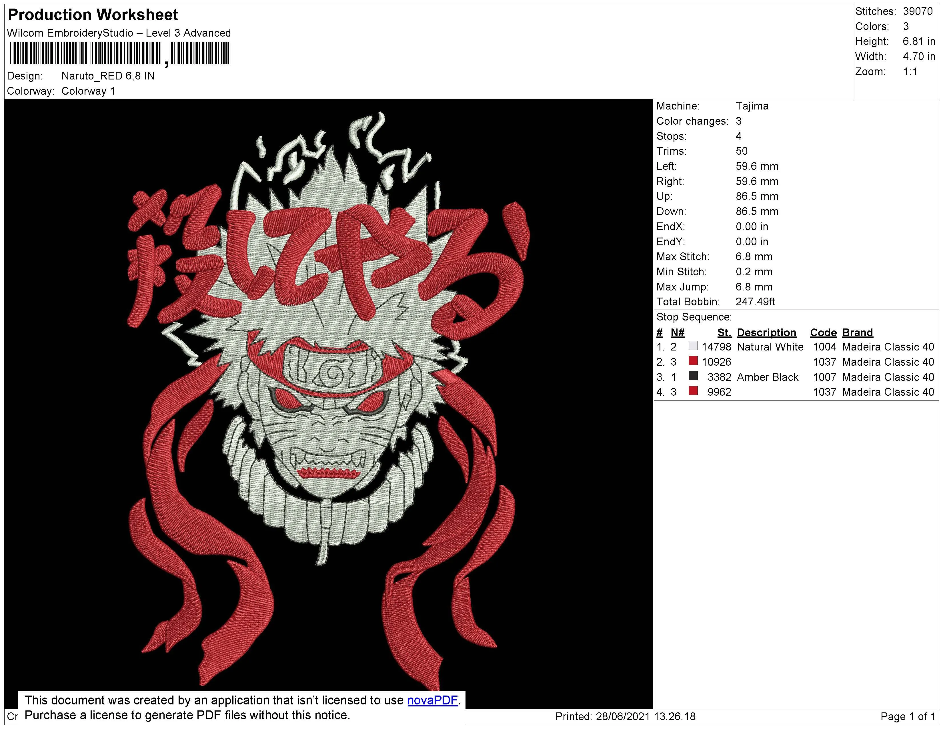 Alternative view of  Naruto Embroidered Mask Design 