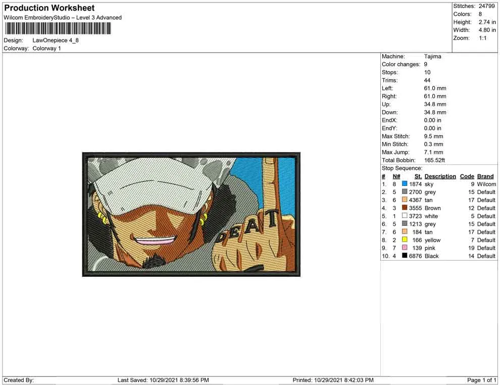 Alternative view of  One Piece Luffy Embroidery Design 