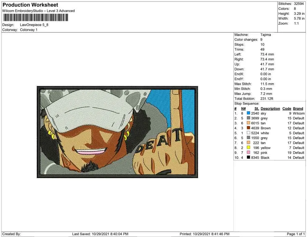 Alternative view of  One Piece Luffy Embroidery Design 