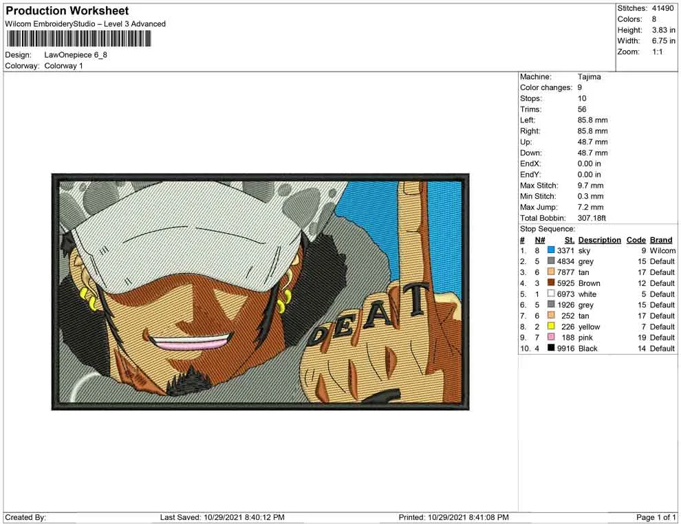 Alternative view of  One Piece Luffy Embroidery Design 