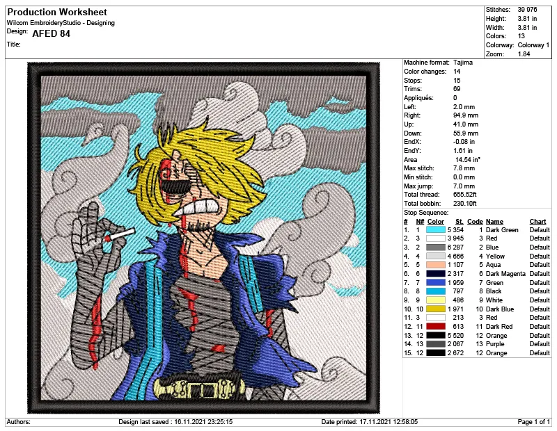 Alternative view of  Embroidered One Piece Sabo Design 