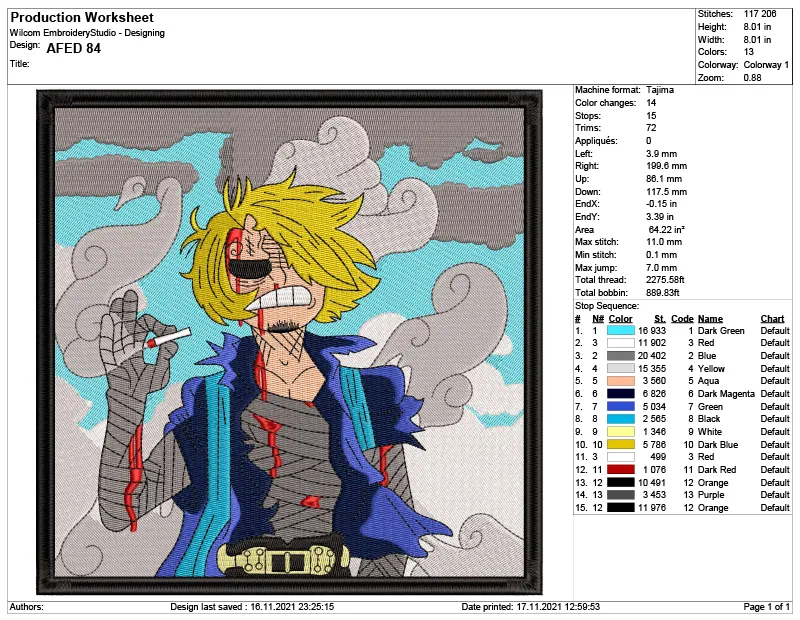 Alternative view of  Embroidered One Piece Sabo Design 