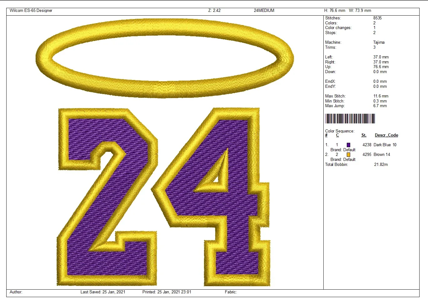 Alternative view of  Embroidered Halo Number 24 