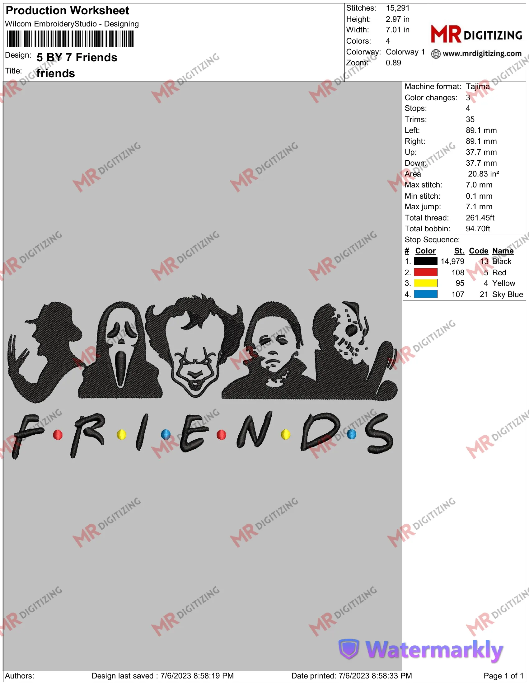 Alternative view of  Horror Friends Embroidered Design 
