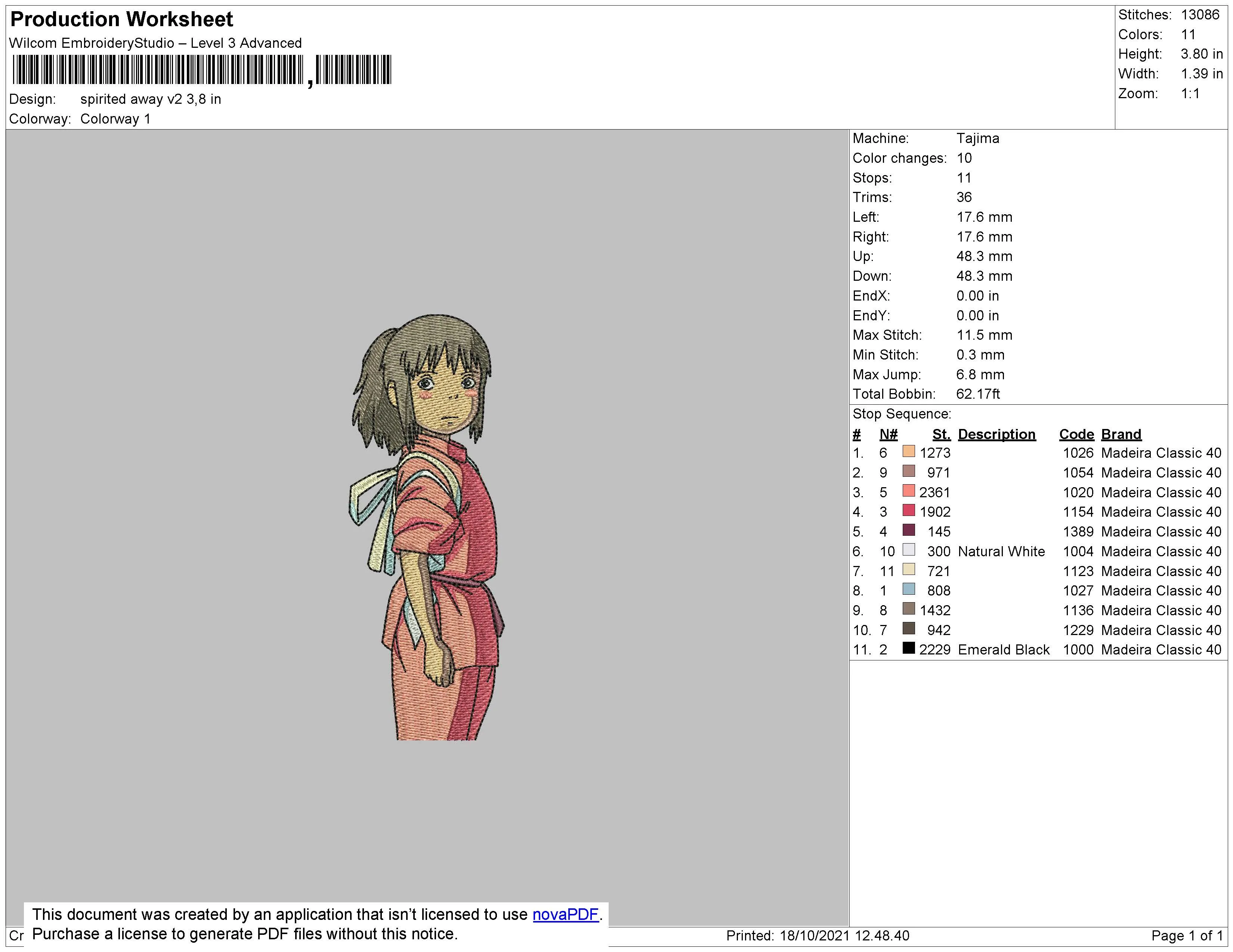 Alternative view of  Embroidered Anime Girl in Pink 