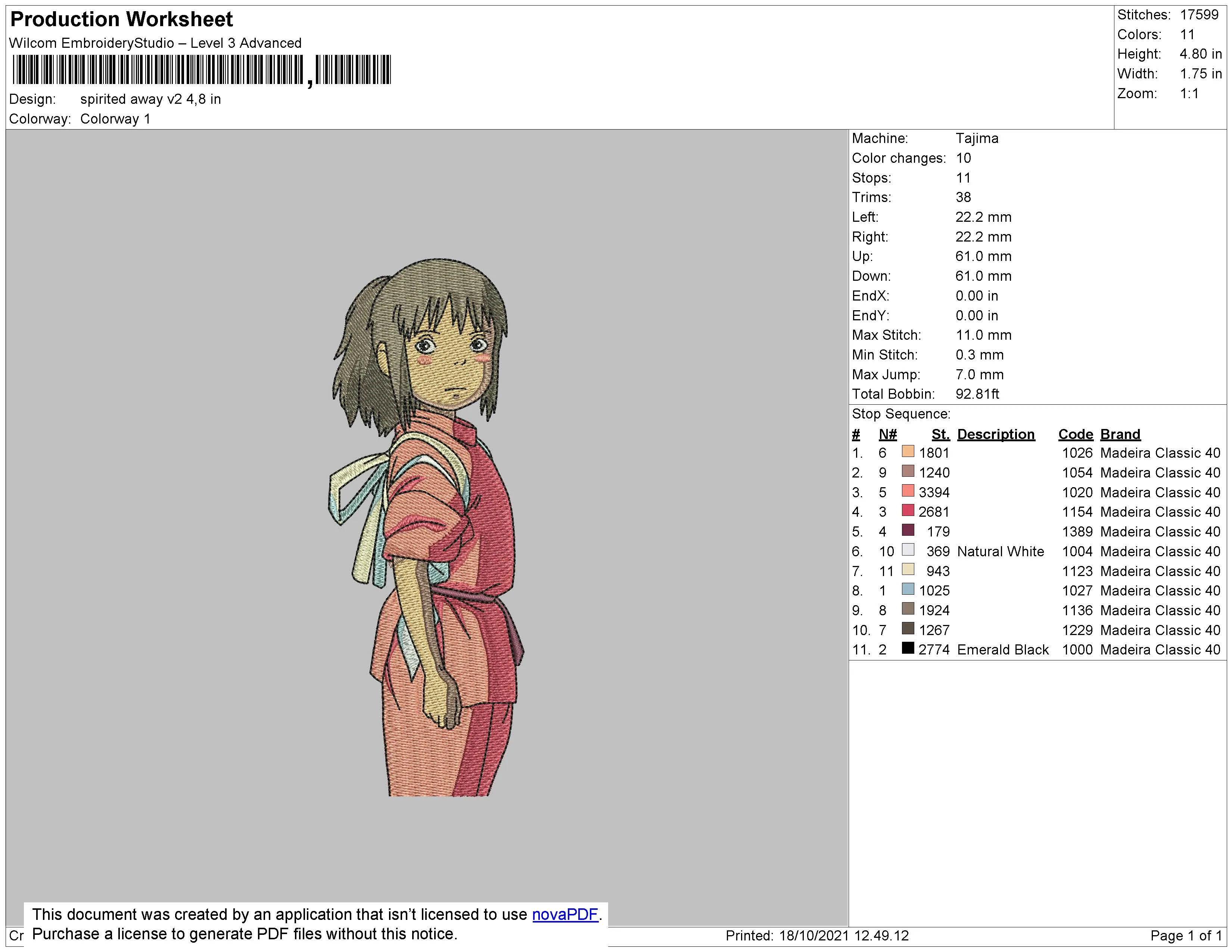 Alternative view of  Embroidered Anime Girl in Pink 