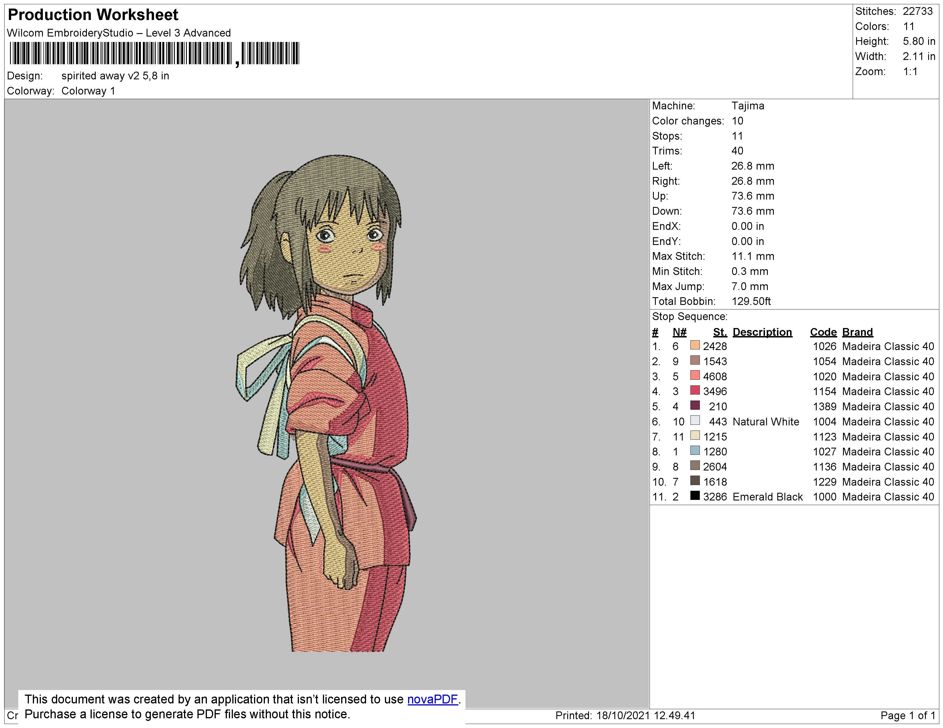 Alternative view of  Embroidered Anime Girl in Pink 