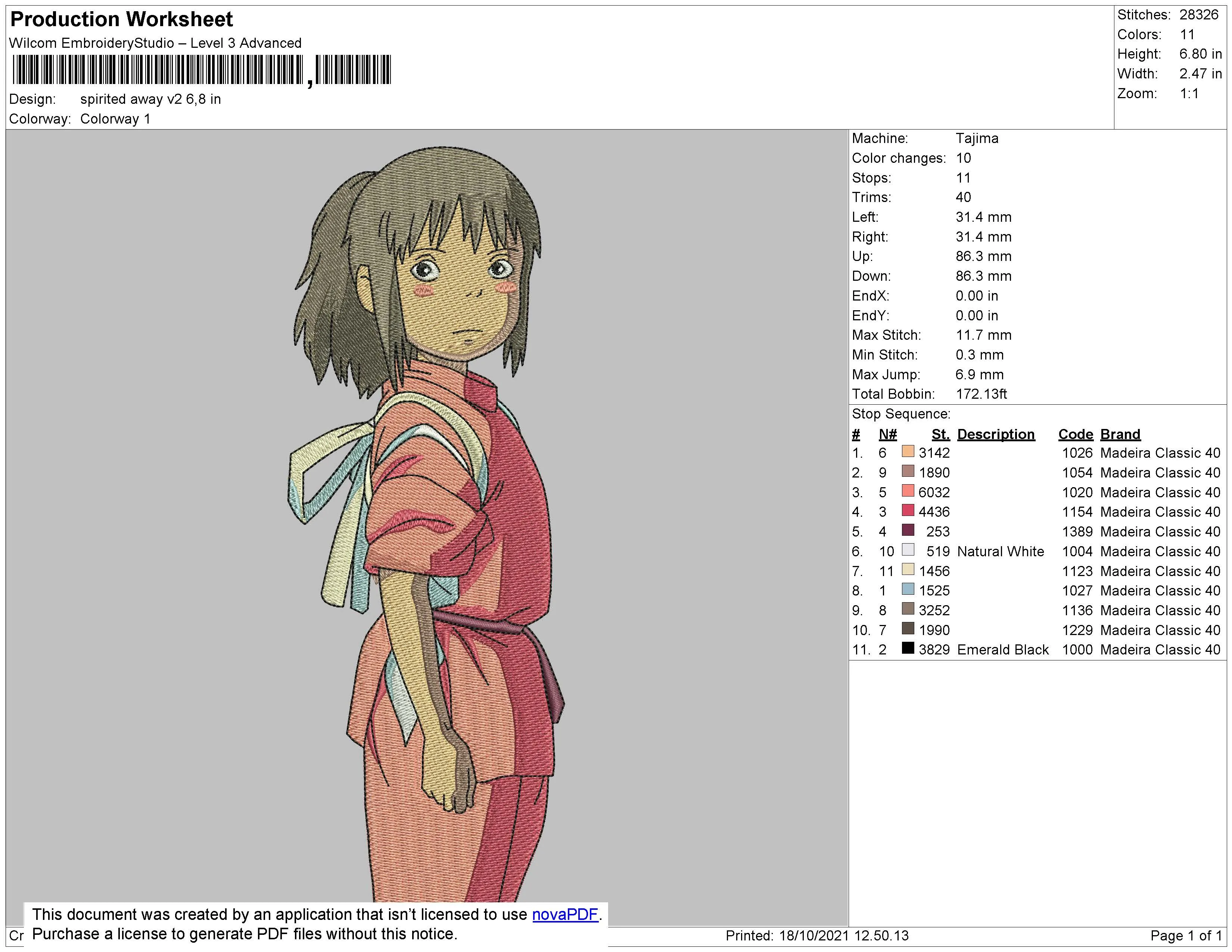 Alternative view of  Embroidered Anime Girl in Pink 