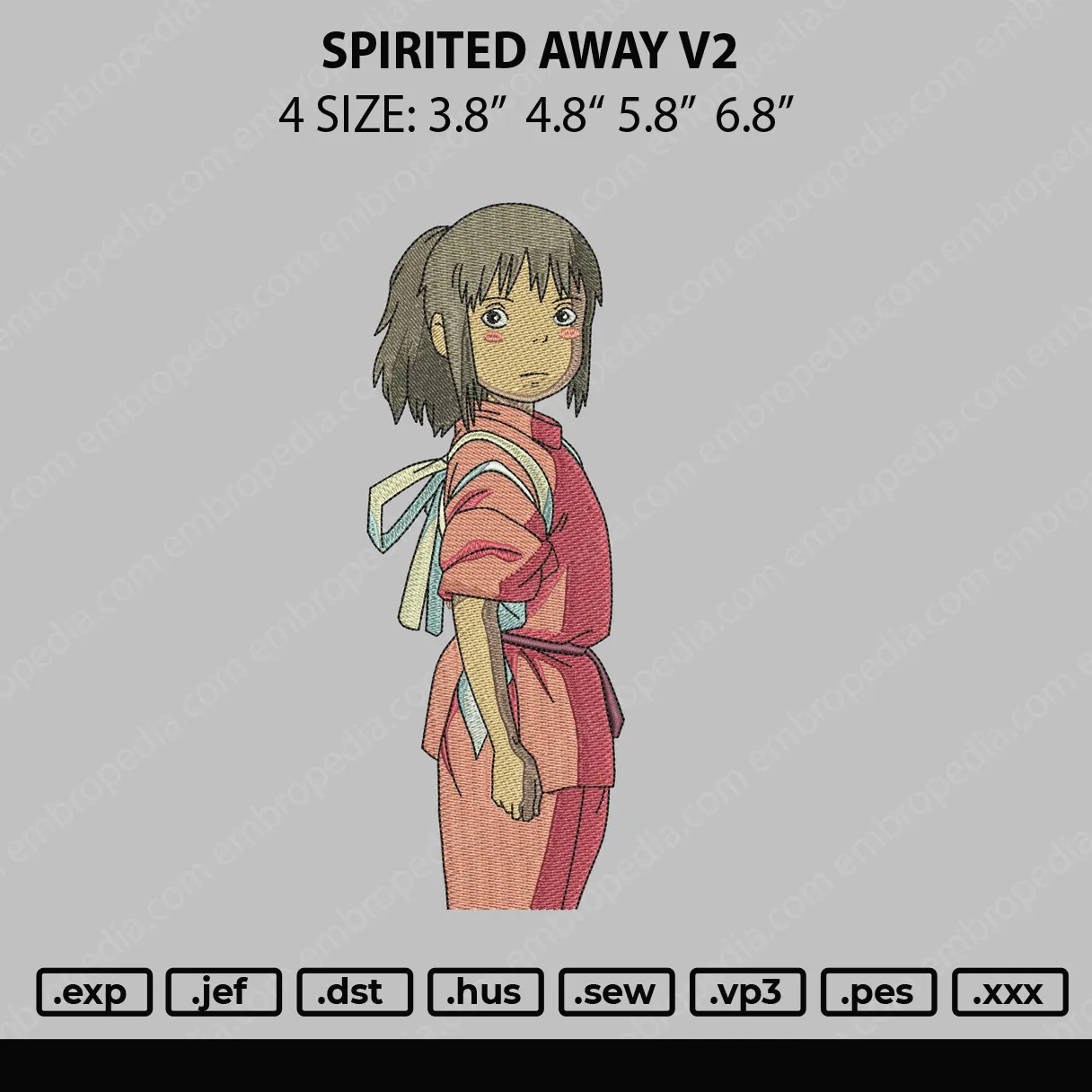 Alternative view of  Embroidered Anime Girl in Pink 