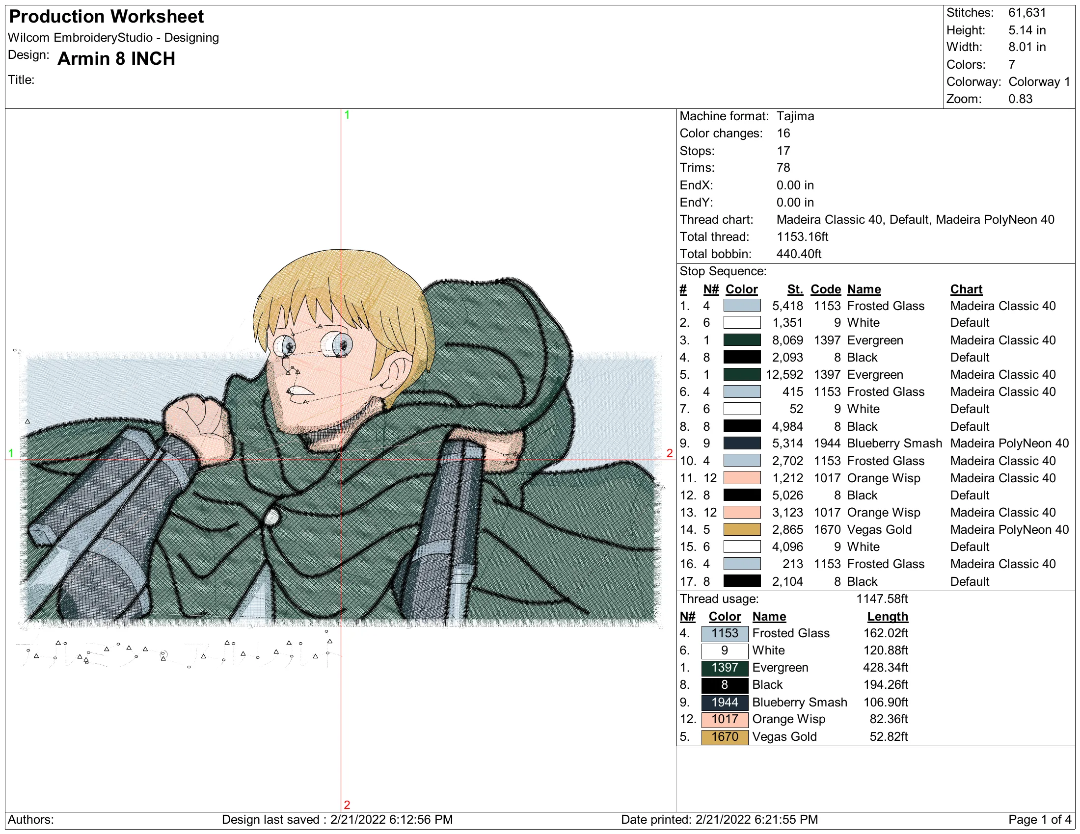 Alternative view of  Embroidered Armin Arlert Portrait 