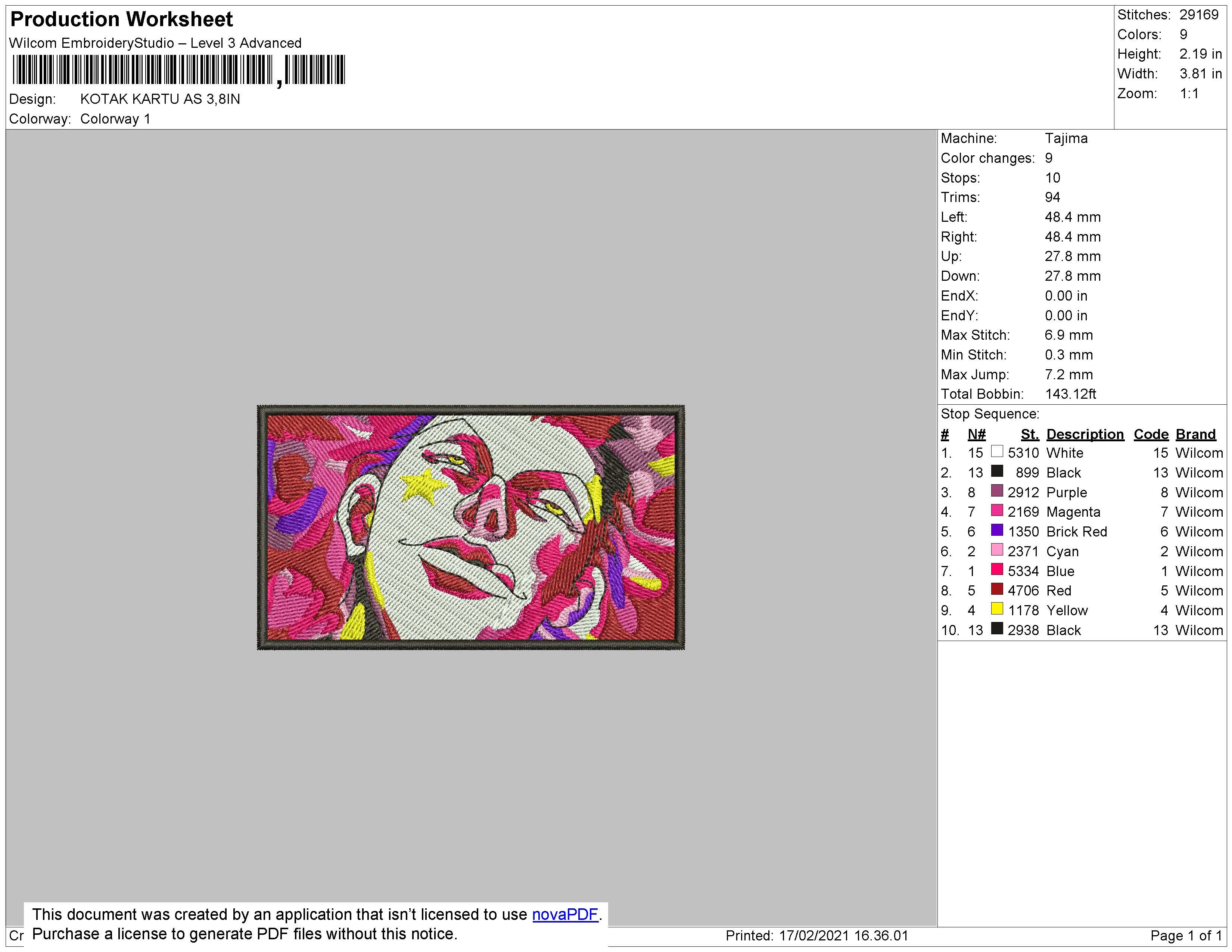 Alternative view of  Hisoka Rectangle Embroidered Art 