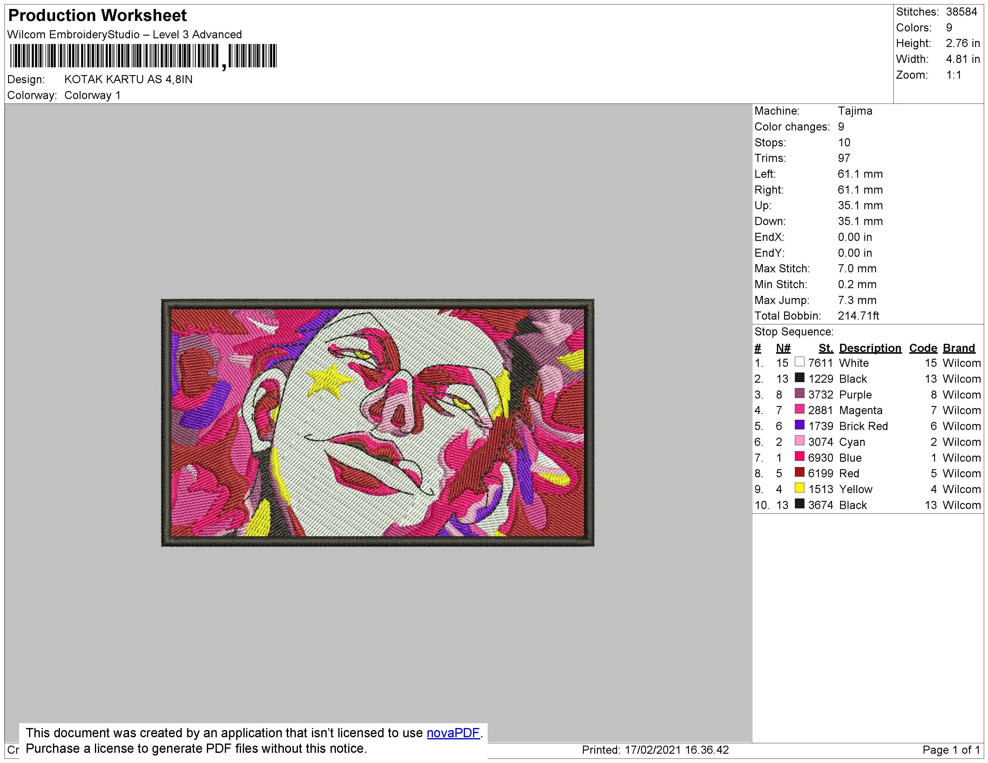 Alternative view of  Hisoka Rectangle Embroidered Art 