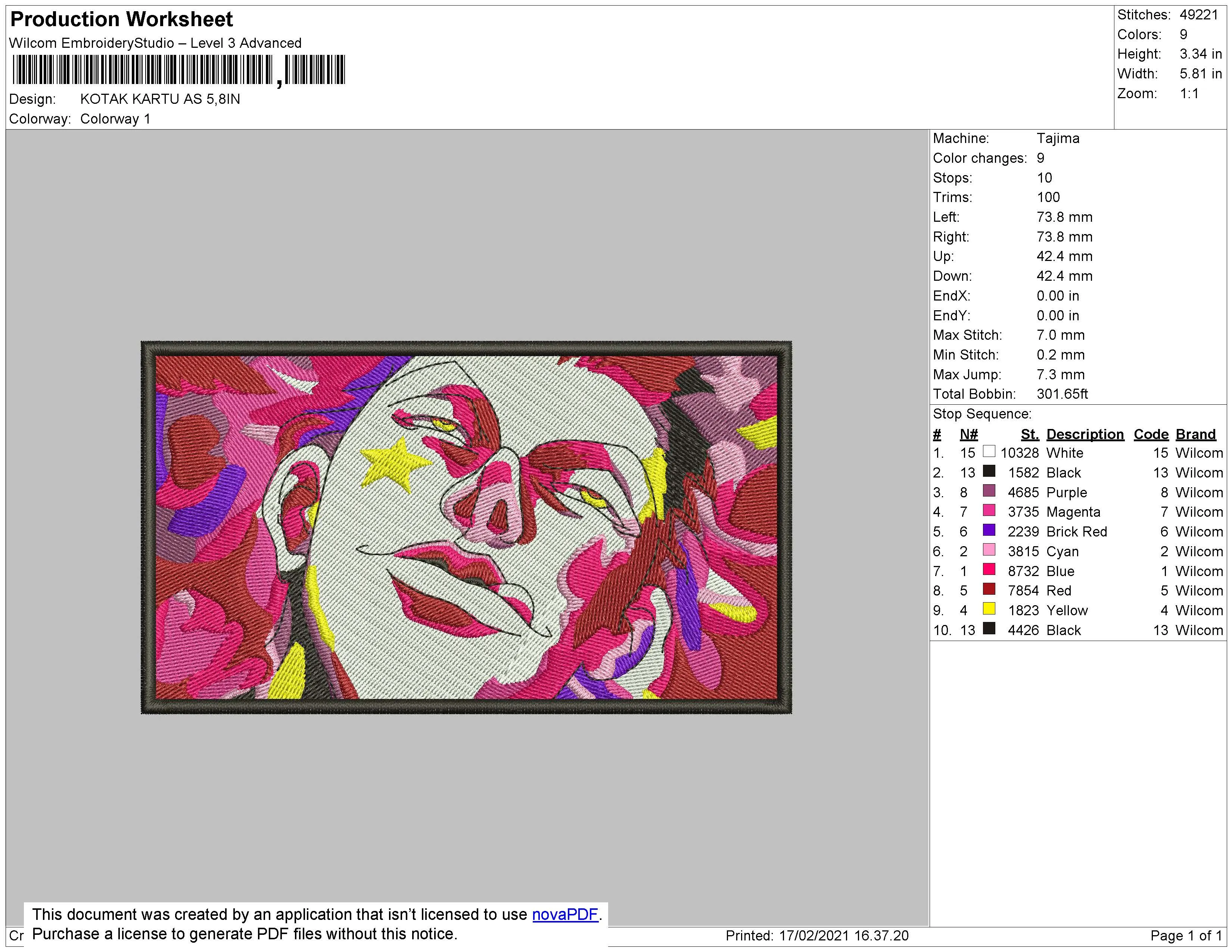 Alternative view of  Hisoka Rectangle Embroidered Art 