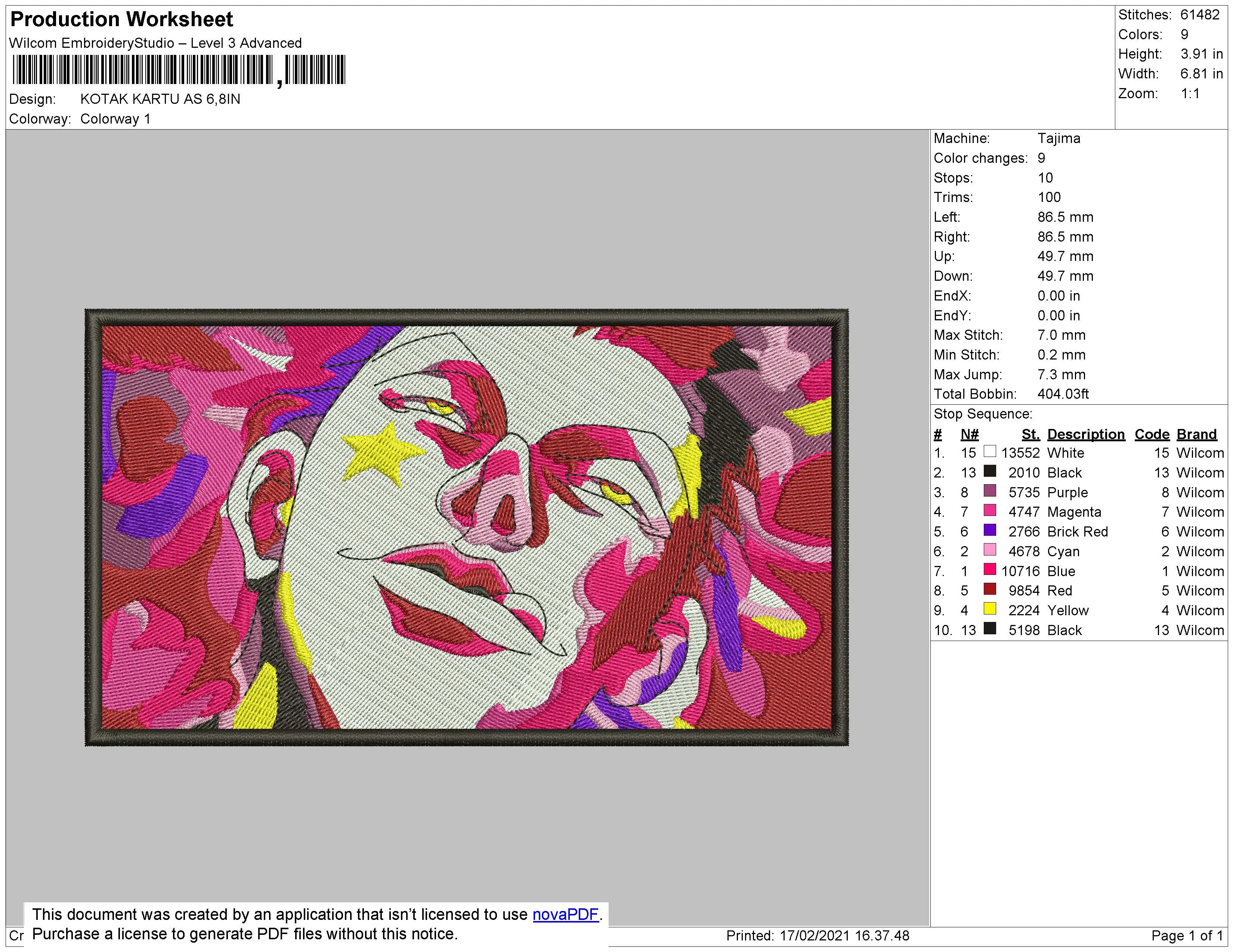 Alternative view of  Hisoka Rectangle Embroidered Art 