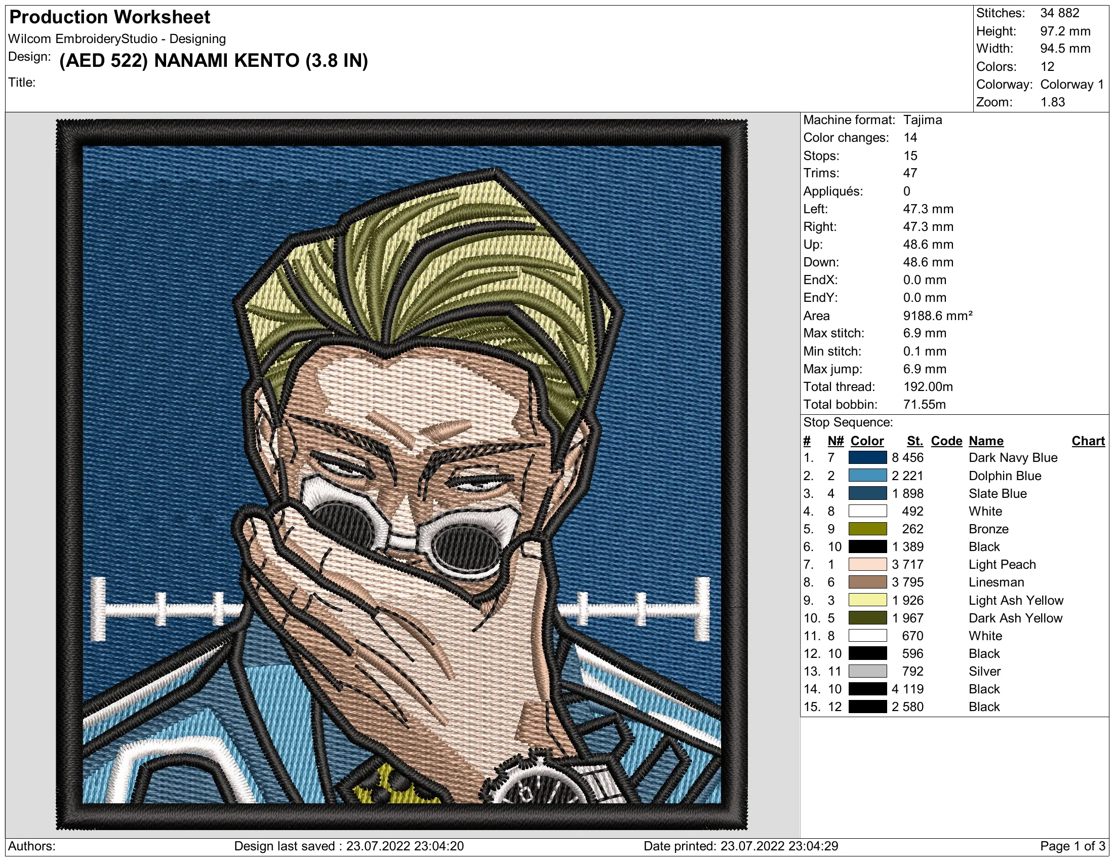 Alternative view of  Embroidered Portrait of Nanami Kento 