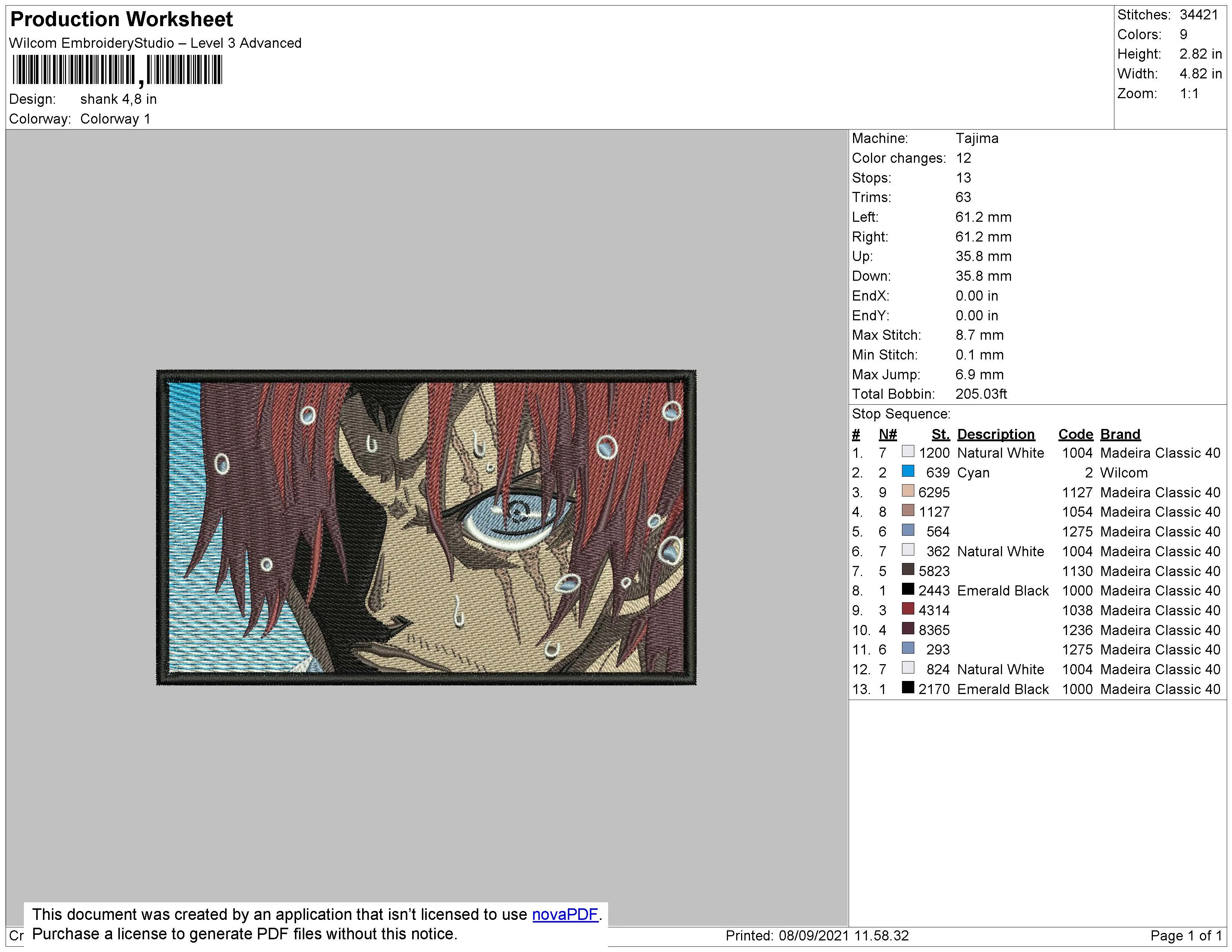 Alternative view of  Embroidered Anime Eye Design 