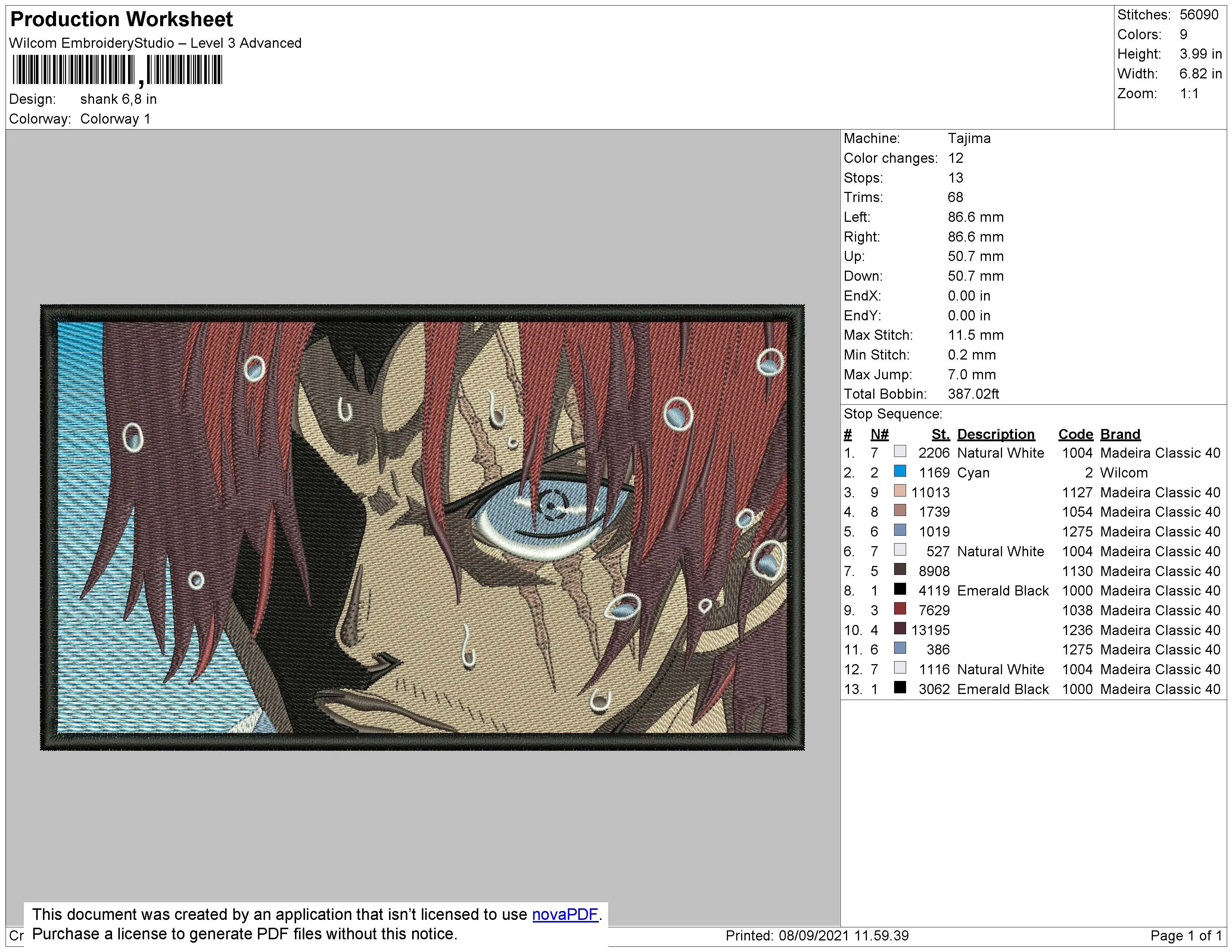 Alternative view of  Embroidered Anime Eye Design 
