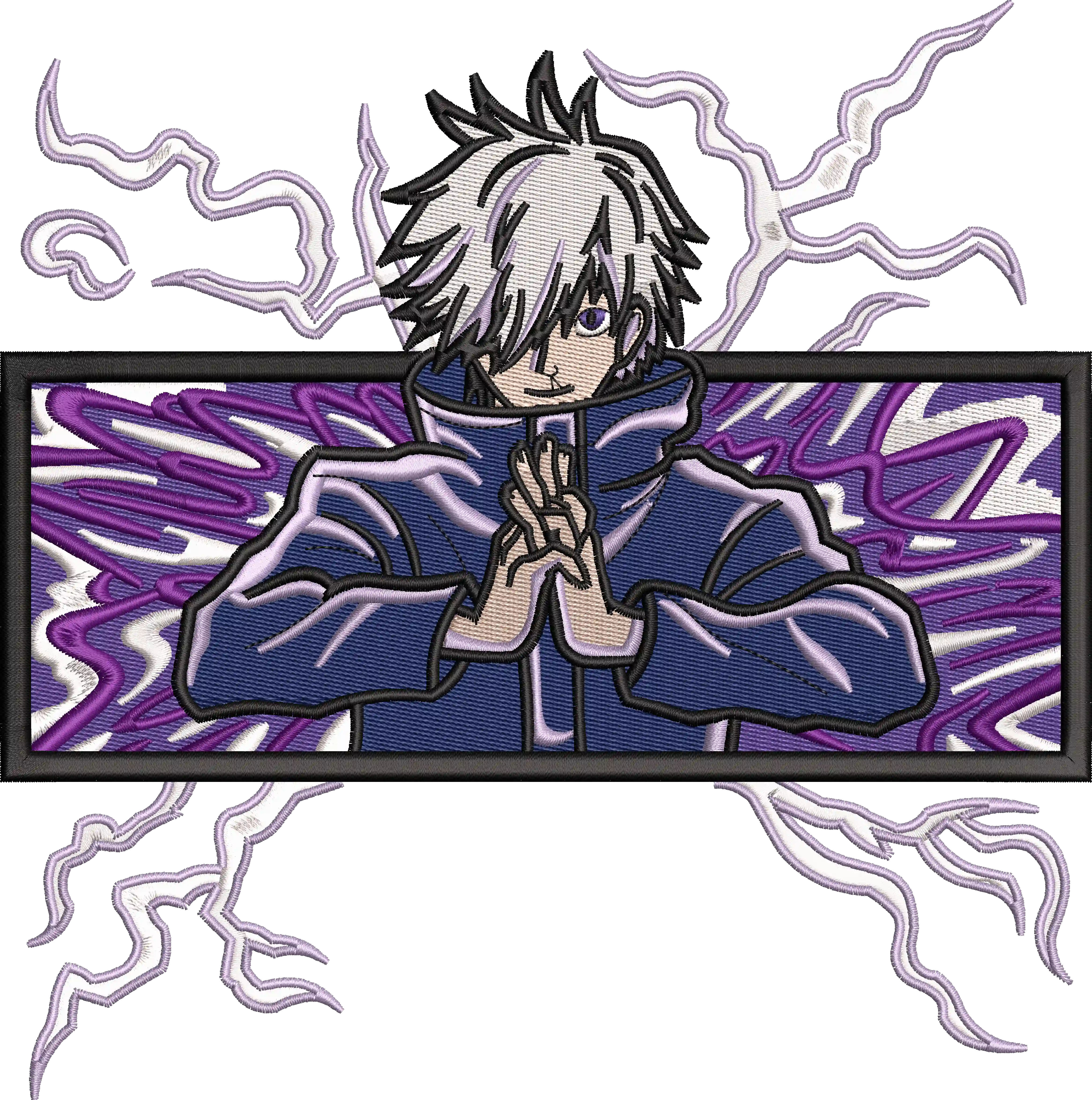 Alternative view of  Embroidered Lightning Jujutsu Character 
