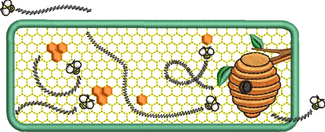 Alternative view of  Honeycomb and Bees Embroidery Design 