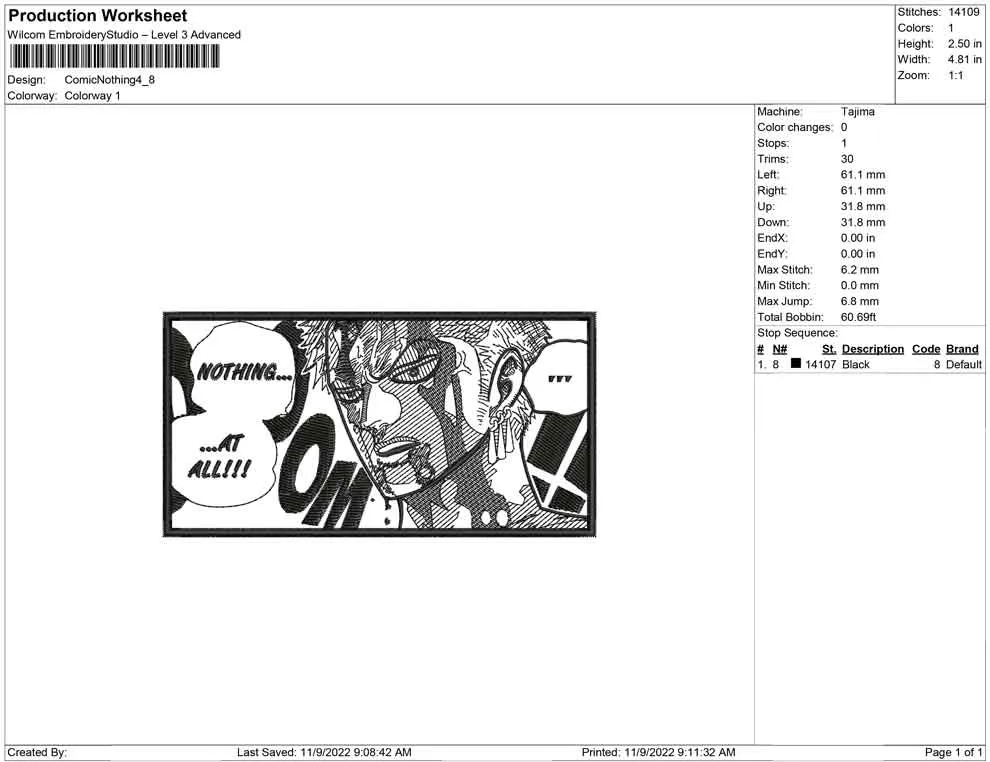 Alternative view of  Embroidered Manga Character with Quote 