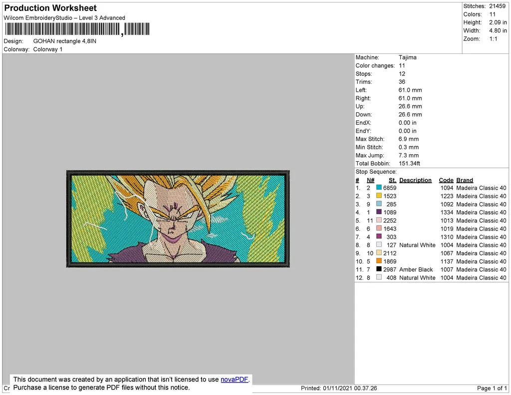 Alternative view of  Super Saiyan Embroidery Design 