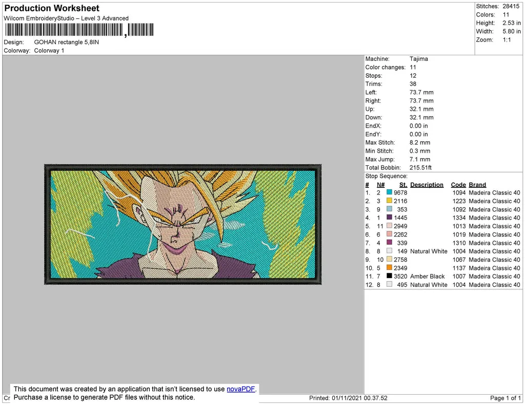 Alternative view of  Super Saiyan Embroidery Design 