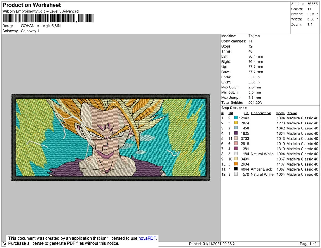 Alternative view of  Super Saiyan Embroidery Design 