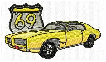 Alternative view of  Vintage Muscle Car Embroidery Design 