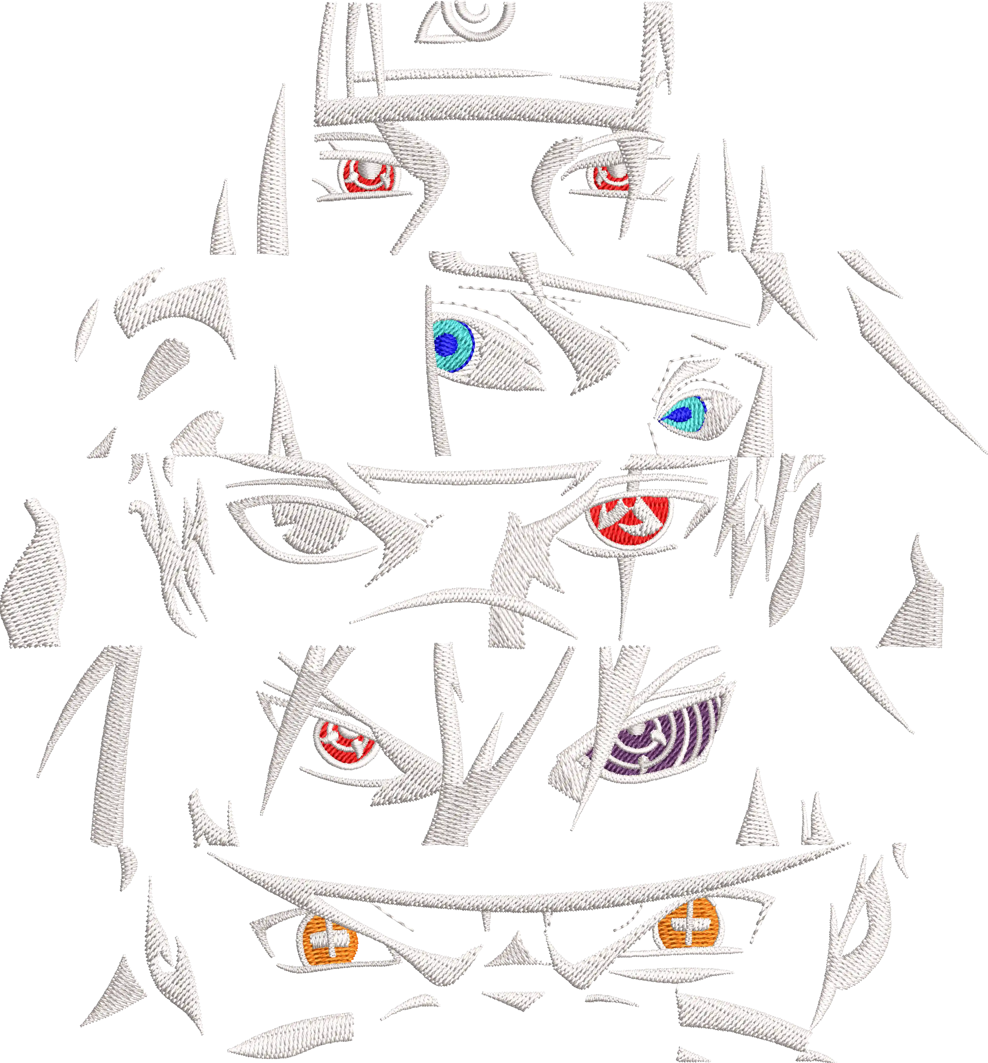 Alternative view of  Stitched Ninja Eyes Embroidery Design 