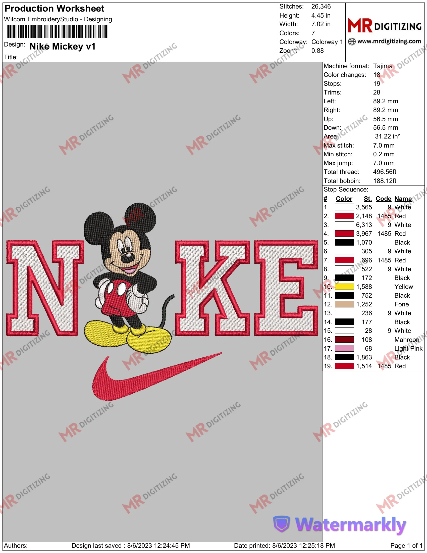 Alternative view of  Mickey Mouse Nike Logo Stitch 