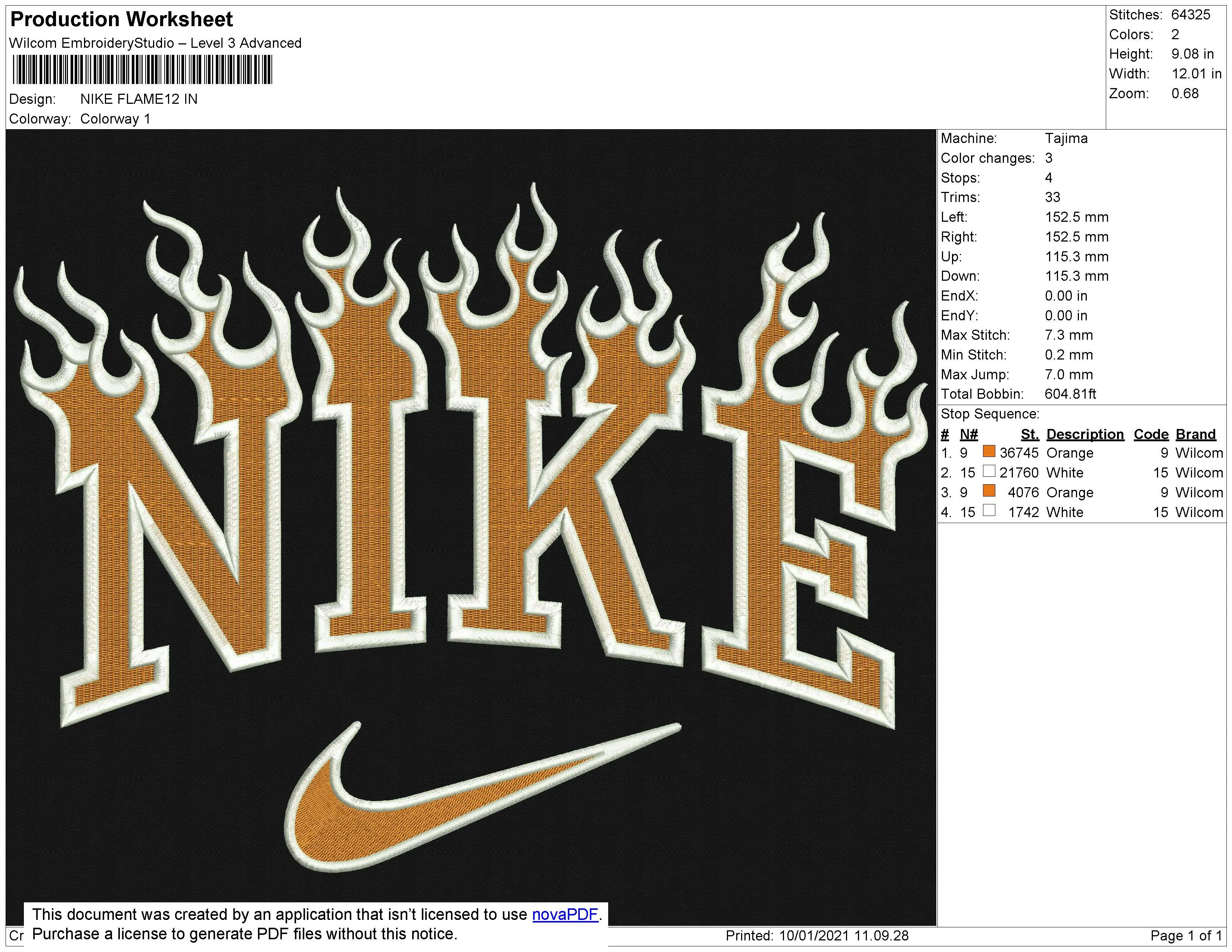 Alternative view of  Flaming Nike Logo Embroidery 