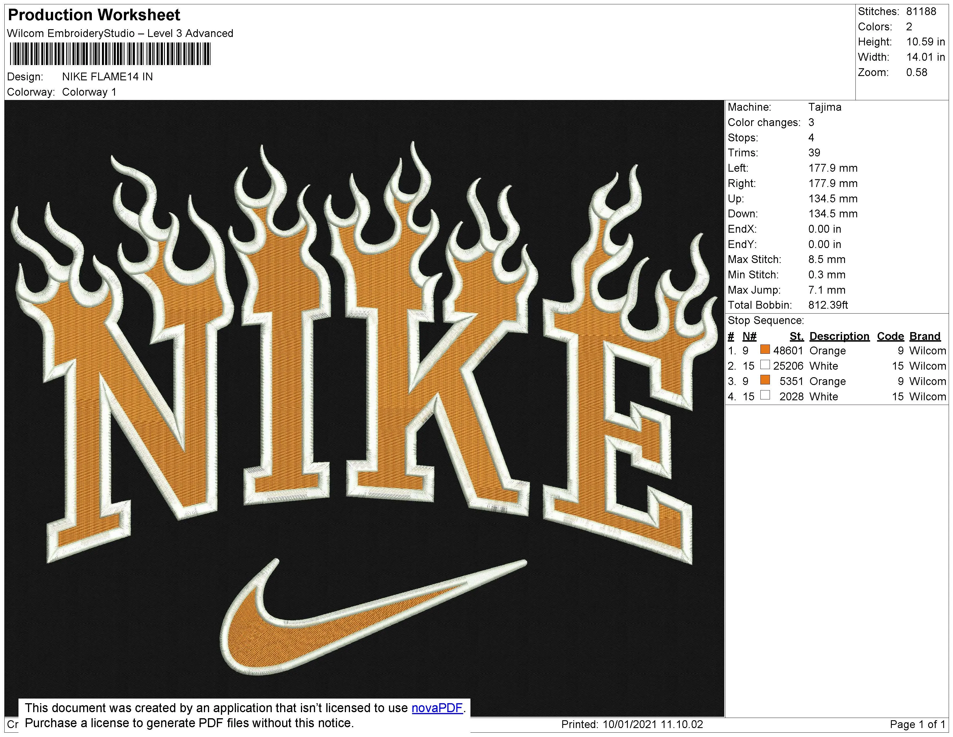 Alternative view of  Flaming Nike Logo Embroidery 