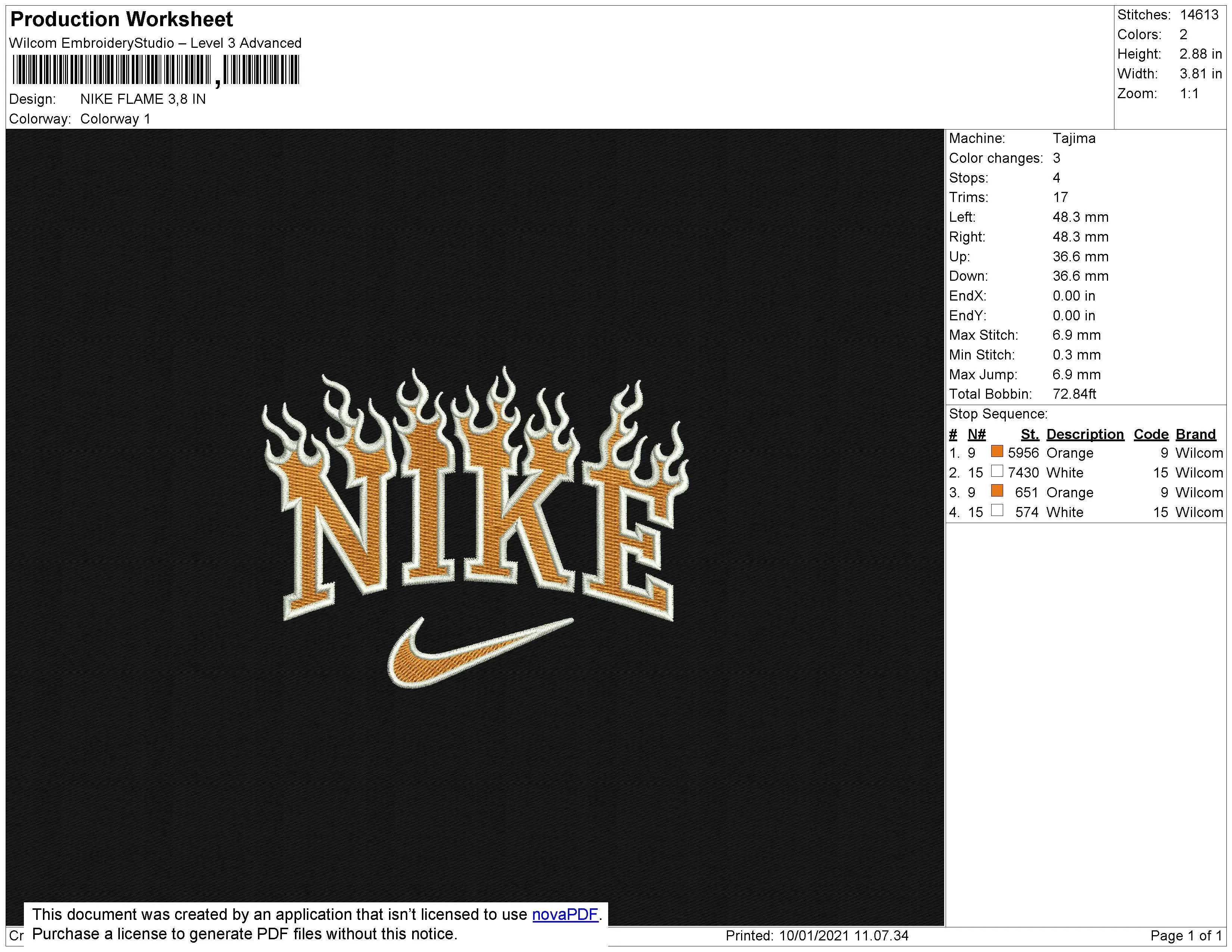 Alternative view of  Flaming Nike Logo Embroidery 