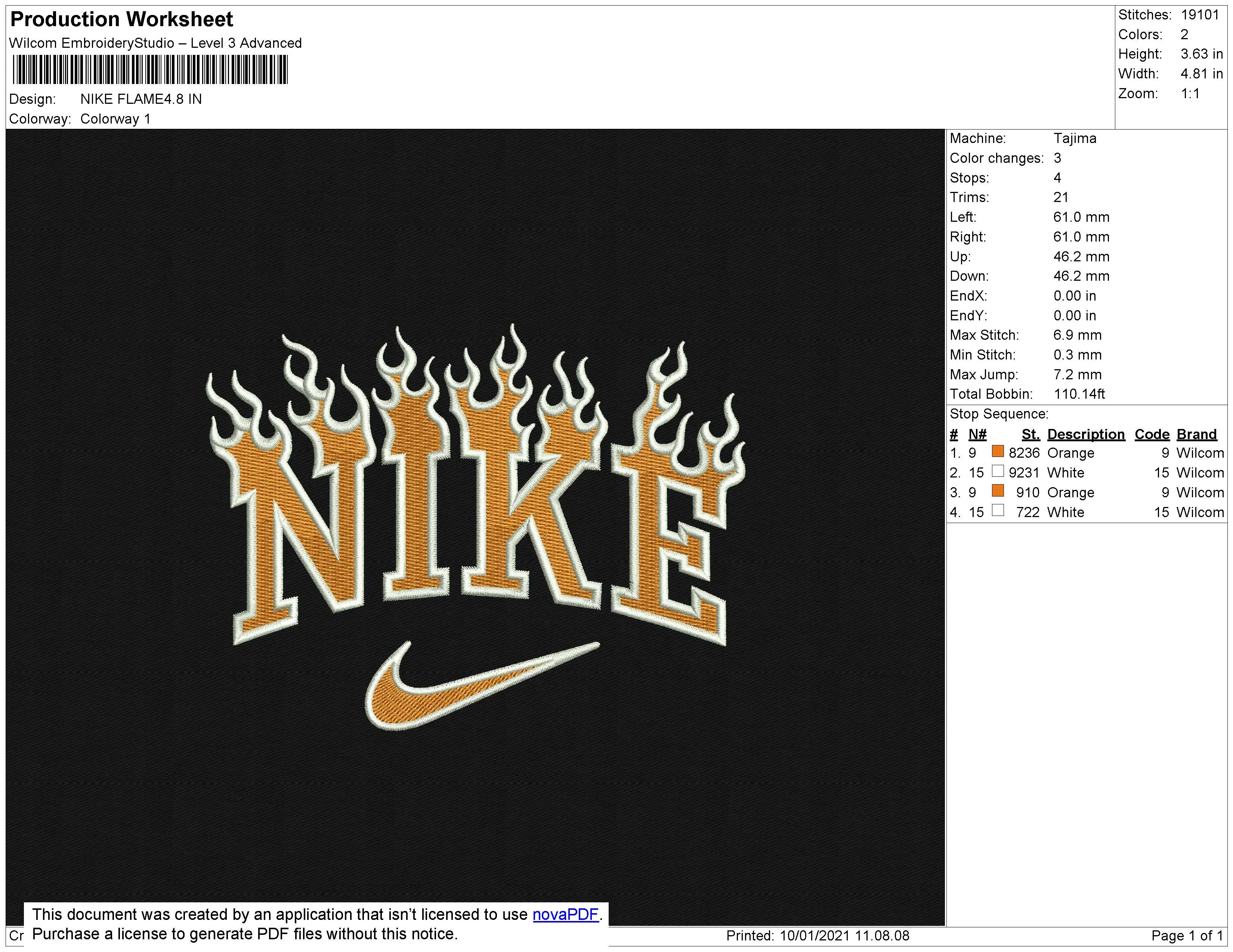 Alternative view of  Flaming Nike Logo Embroidery 